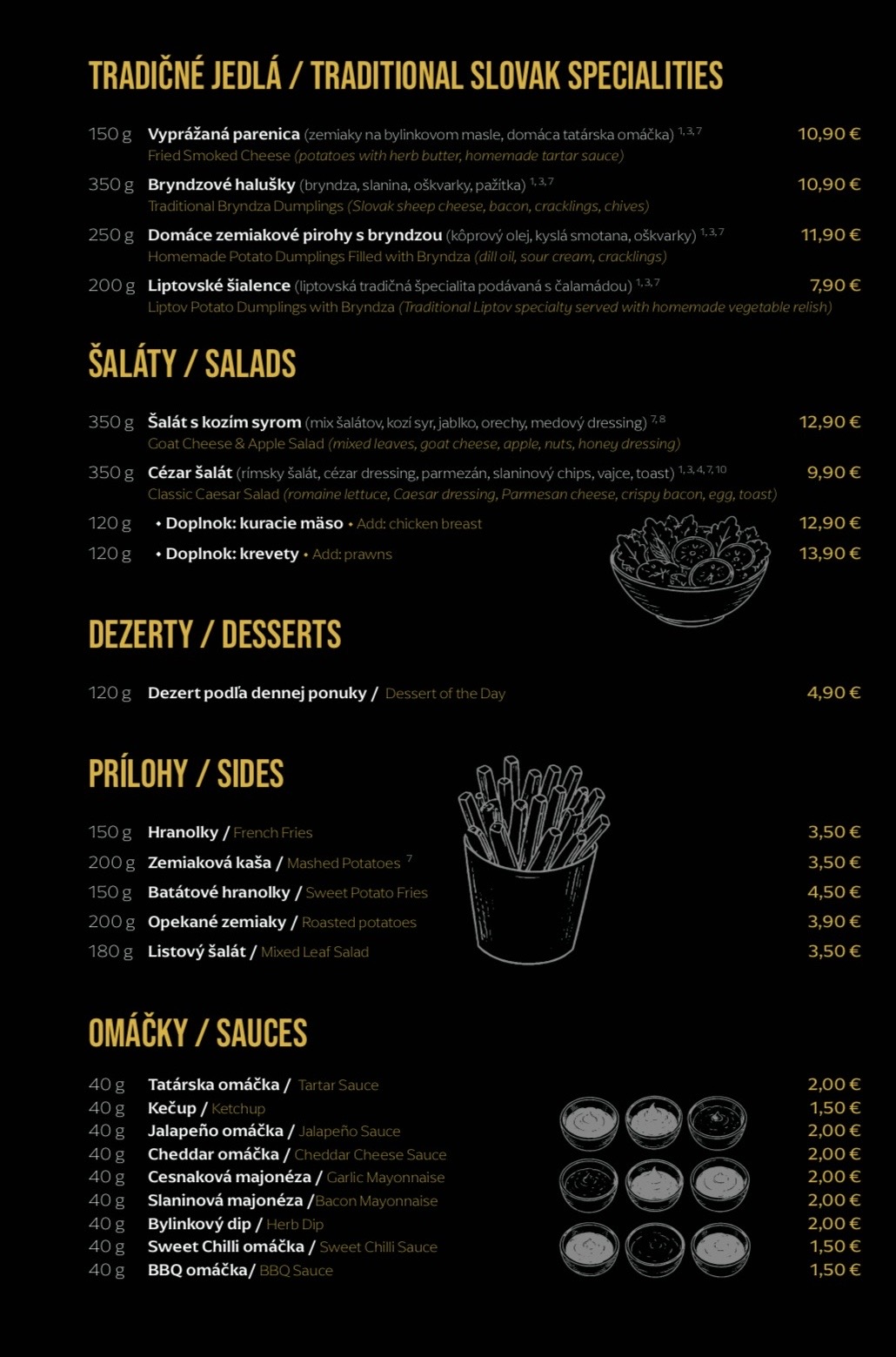A la carte menu 3